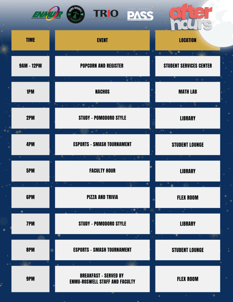 After Hours study event 2023 flyer - itinerary