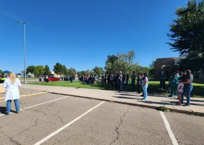 Young students participate in various activities hosted by the Eastern New Mexico University - Roswell Health Sciences Center in an effort to gauge interest in a potential career path in healthcare, emergency services, and medicine.