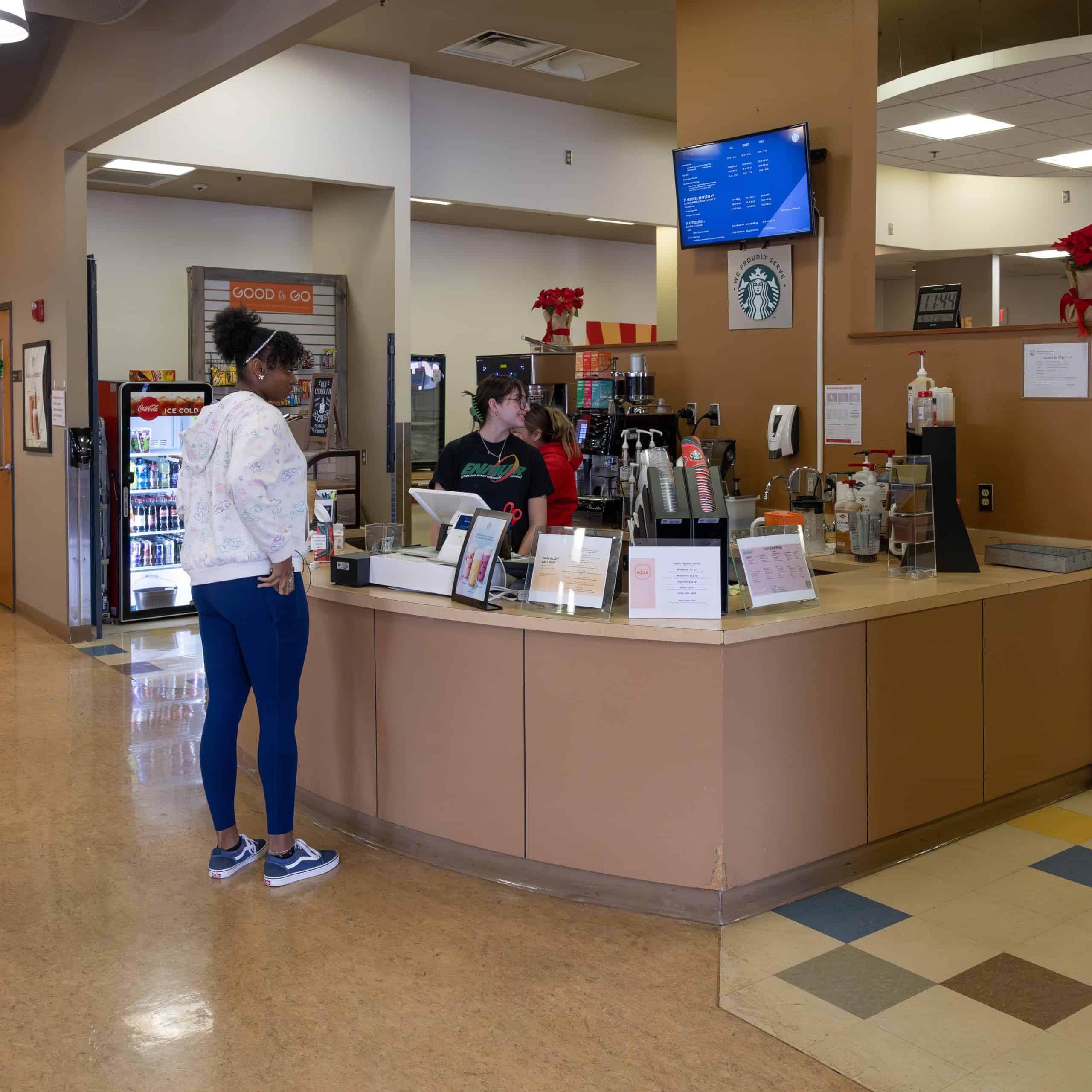 When you arrive at the Eastern New Mexico University - Roswell's Campus Union Building you will be greeted by the friendly Dining Services staff at the centrally located coffee bar