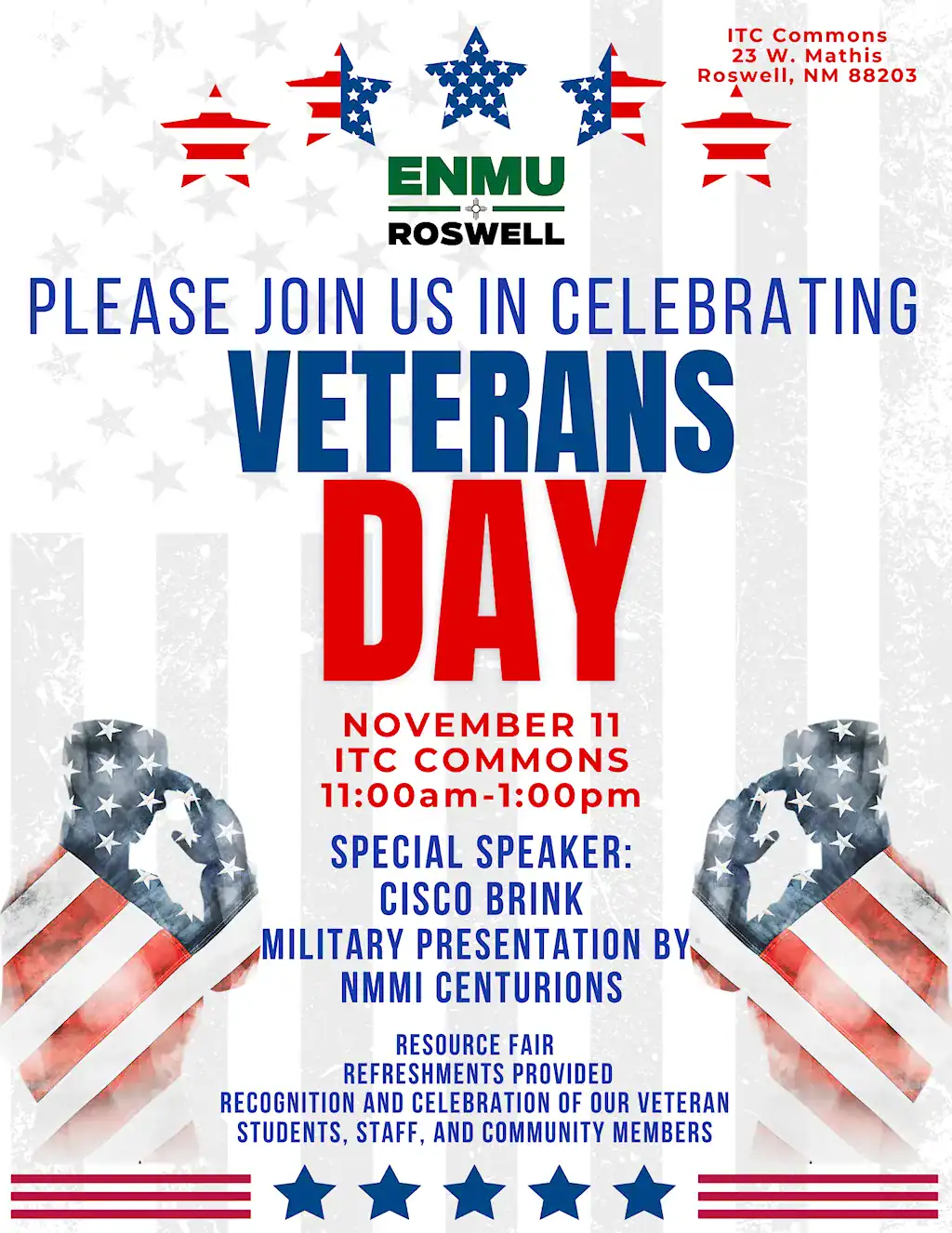 A flyer for the 2025 Veterans Day celebration event which is scheduled November 11th beginning at 11 AM.