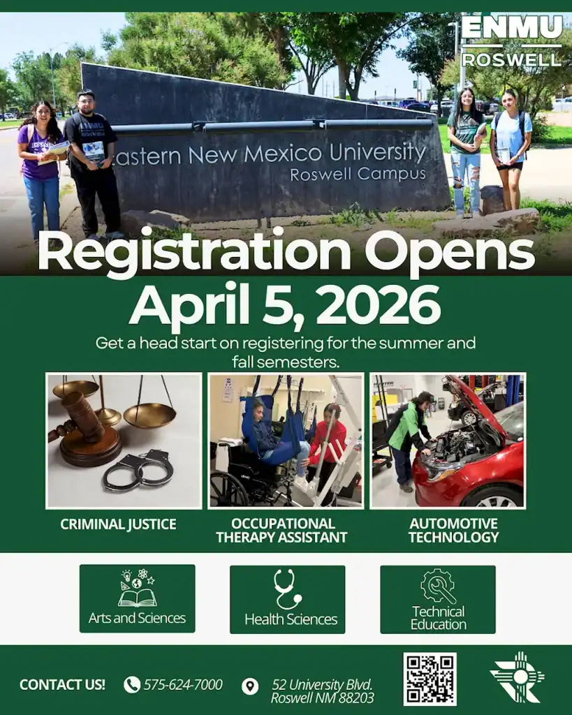 Flyer for for the start of general registration for the summer and fall semesters, 2026. Registration opens April 5th.